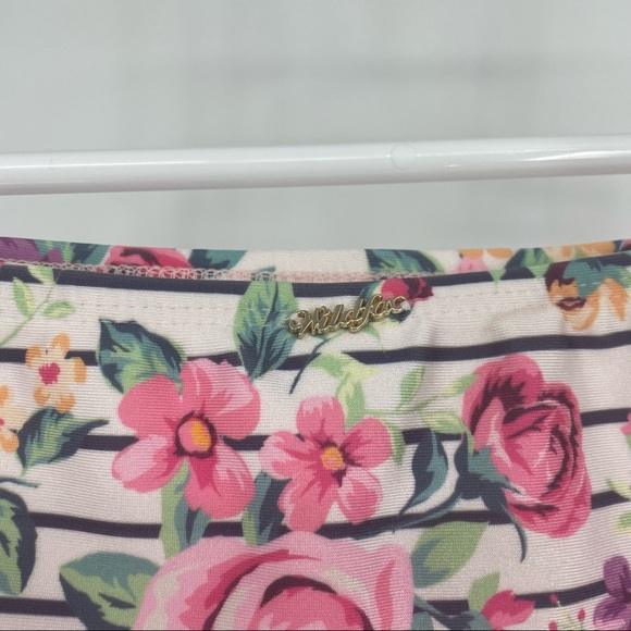 WILDFOX NWT SWIM 90’s BIKINI FLORAL STRIPE BOTTOMS SWIMSUIT NEW - Picture 3 of 6